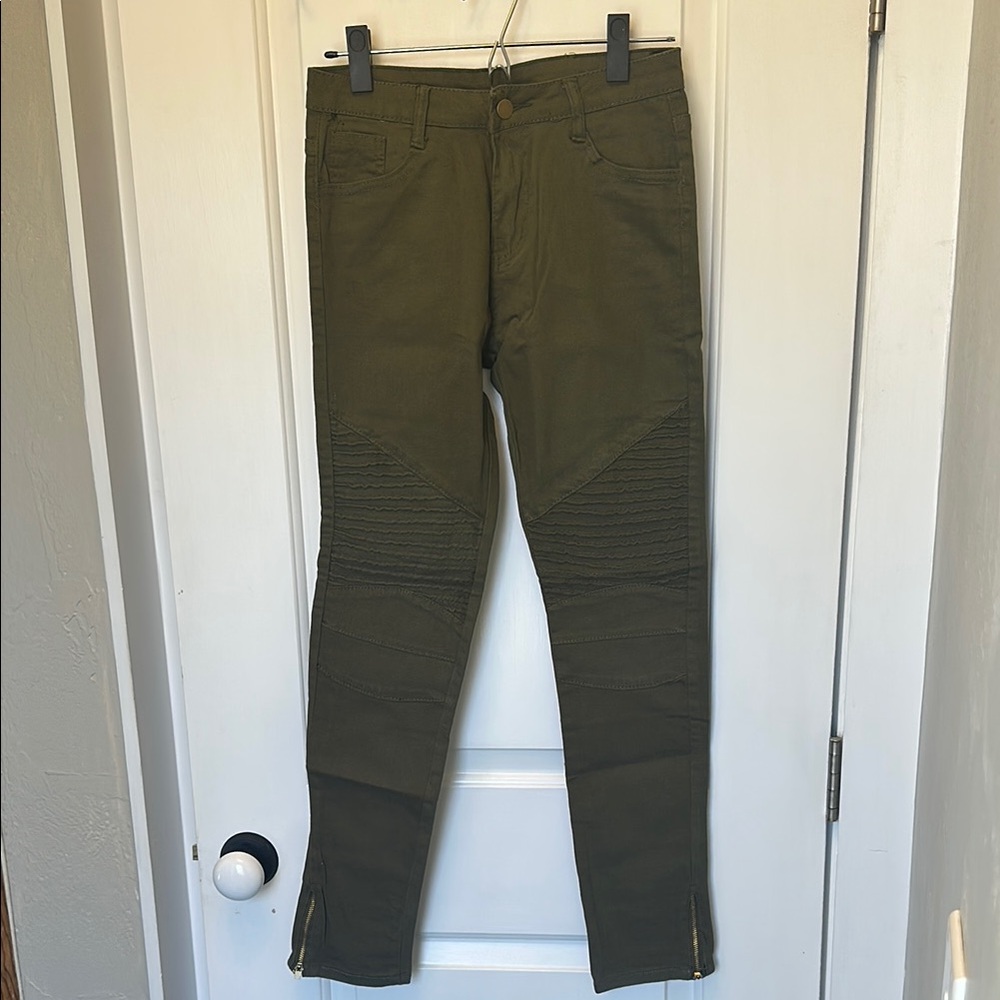 Olive Green Moto Pants